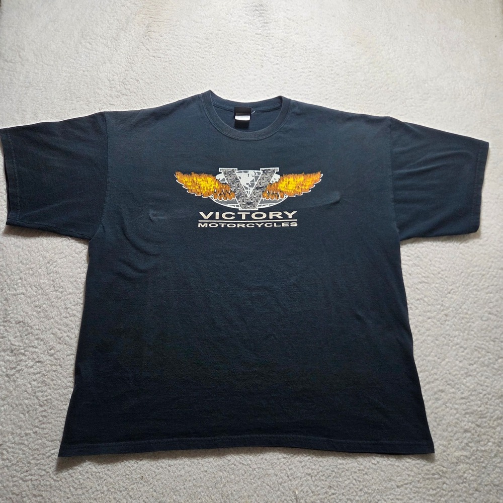 Vintage Victory Motorcycles T-Shirt Mens 2XL Black Graphic Biker Fargo ND